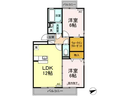 リビングタウン弓ヶ浜C棟(2LDK/3階)の間取り写真