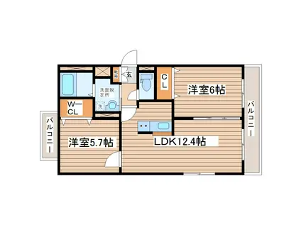 パナス・柏木(2LDK/4階)の間取り写真