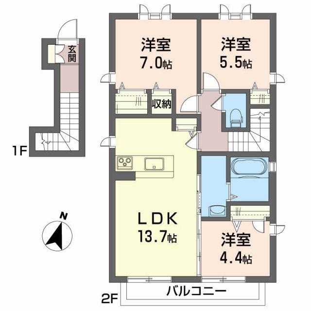 シャーメゾン フォルテ(3LDK/2階)の間取り写真