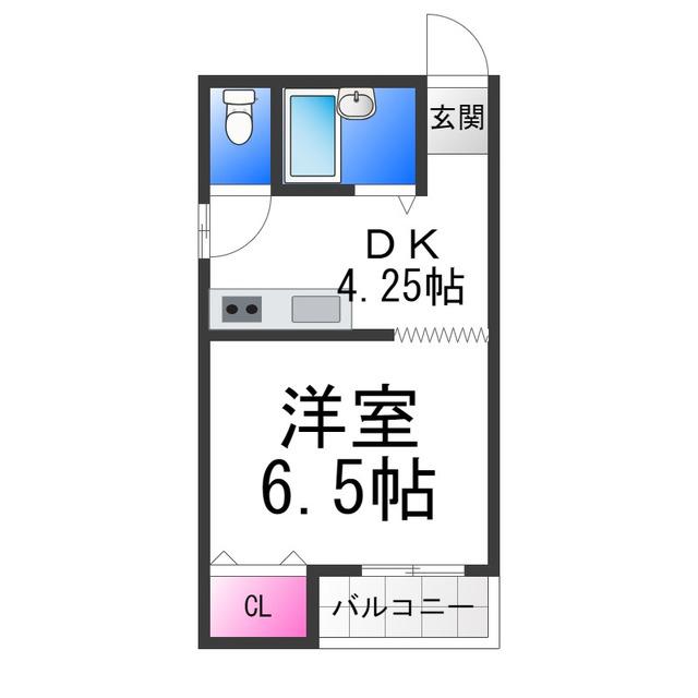 ロイヤルコート8番館(1DK/6階)の間取り写真