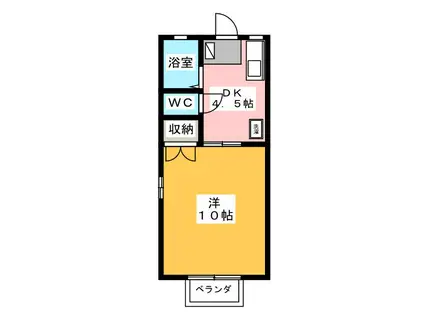 ベイサイドヴィラB(1DK/2階)の間取り写真