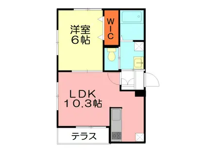 サニーハイツ茅ヶ崎(1LDK/1階)の間取り写真