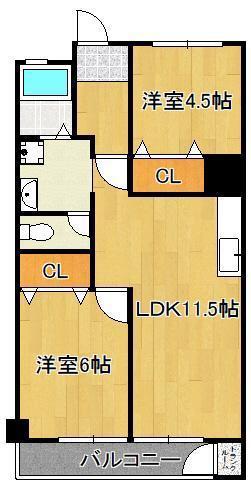 第五共立ビル(2LDK/8階)の間取り写真