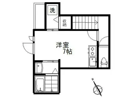 ビリーブ(ワンルーム/2階)の間取り写真