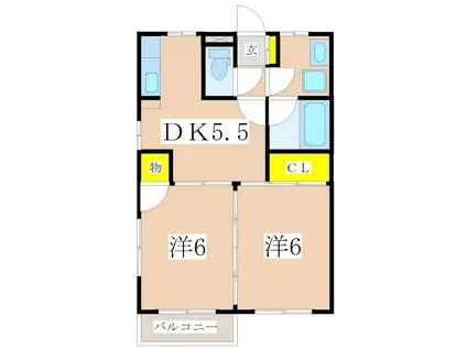 BLOOM RESIDENCE(2DK/2階)の間取り写真