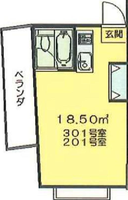ワンズユース今寺(1K/2階)の間取り写真