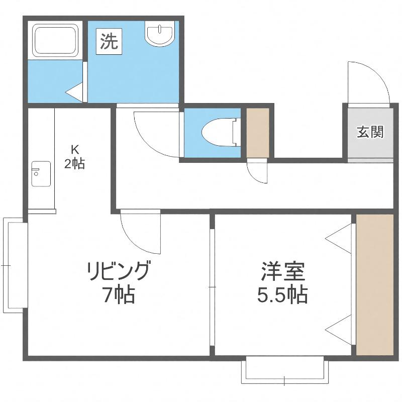FOREST栄通A(1LDK/2階)の間取り写真