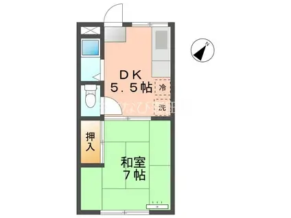 ハイツKTY I(1DK/1階)の間取り写真