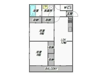 スミタスヴィレッジ藍住(2LDK/2階)の間取り写真