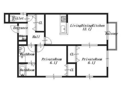 カメリア(2LDK/2階)の間取り写真