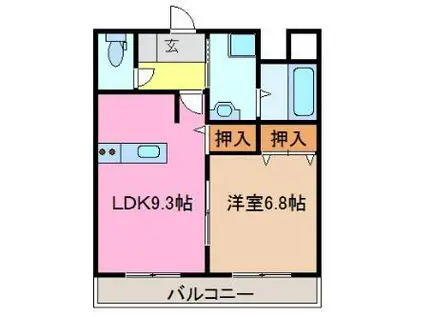 M97/70 A(1LDK/1階)の間取り写真