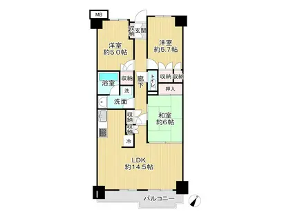 プローラ津田沼(3LDK/13階)の間取り写真