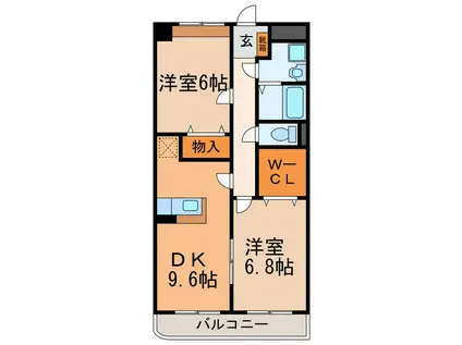 メイプルハイツ(2DK/2階)の間取り写真