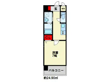到津の杜 桜花(1K/5階)の間取り写真