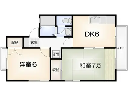 セジュール南昭和 B(2DK/2階)の間取り写真