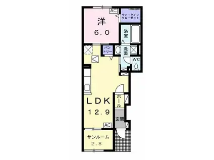 カーサ フェリシアB(1LDK/1階)の間取り写真