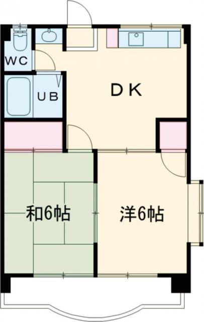 KYフラット(2DK/3階)の間取り写真