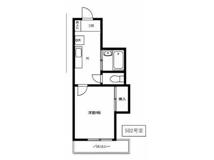 北上野ビル(1K/5階)の間取り写真