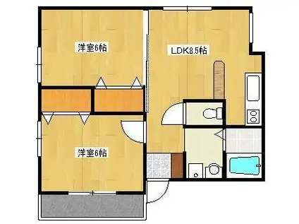 セレブさとう(2DK/2階)の間取り写真