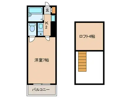 サンシャイン高丸(1K/2階)の間取り写真
