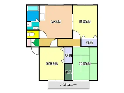 サンビレッジ一ツ橋(3DK/2階)の間取り写真