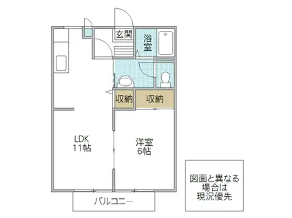 ファミール脇山(1LDK/1階)の間取り写真