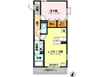 パークリバー(1LDK/2階)の間取り写真
