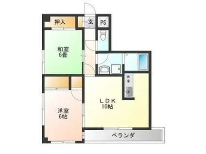 江戸屋ハイツ(2LDK/5階)の間取り写真