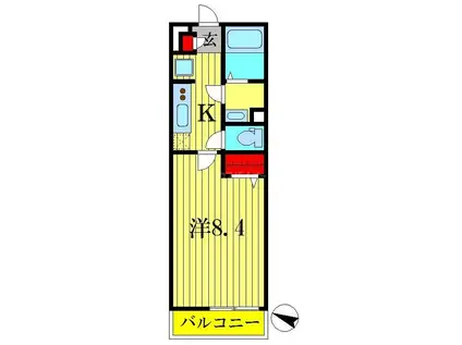 リブリ・アクティー柏A(1K/2階)の間取り写真