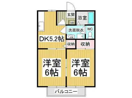 SUN PARK A(2DK/1階)の間取り写真