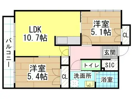REZIA小倉(2LDK/2階)の間取り写真
