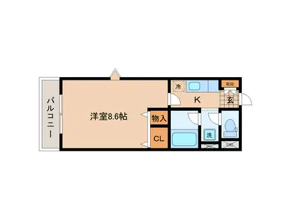 パインフォレスト(1K/1階)の間取り写真