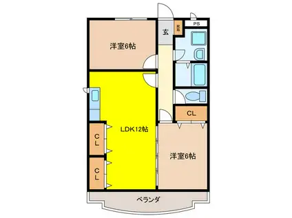 グリーンハイツ(2LDK/3階)の間取り写真