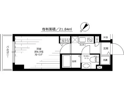 ガラ・シティ横浜西口(1K/10階)の間取り写真