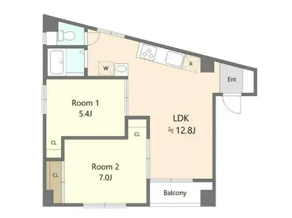 MAISON HOSOYAMA メゾンホソヤマ(2LDK/5階)の間取り写真