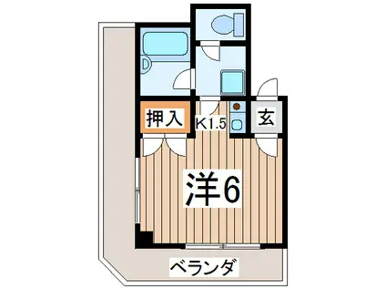 切替ビル(1K/2階)の間取り写真