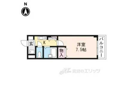 アイリスウエスト(1K/1階)の間取り写真