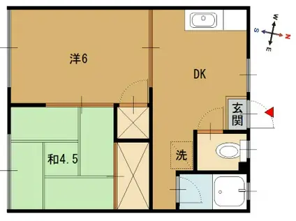 フォーブル行永(2DK/1階)の間取り写真