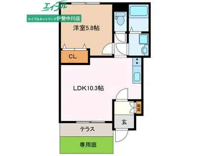 シャルマンハイツB(1LDK/1階)の間取り写真