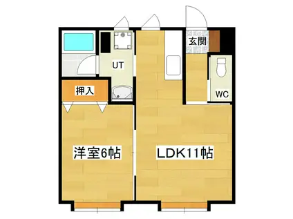 コーポDAISENII(1DK/1階)の間取り写真