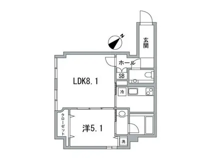 ロイヤル赤坂サルーン(1LDK/4階)の間取り写真