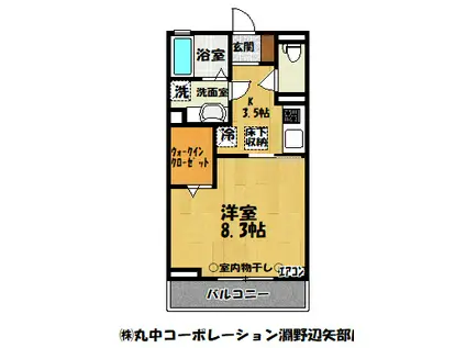 ヴィクトワール(1K/2階)の間取り写真