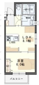 しゃとれ旭ヶ丘(1LDK/1階)の間取り写真