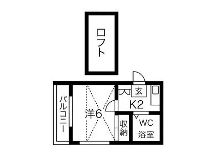 フローラ塩釜口(1K/2階)の間取り写真