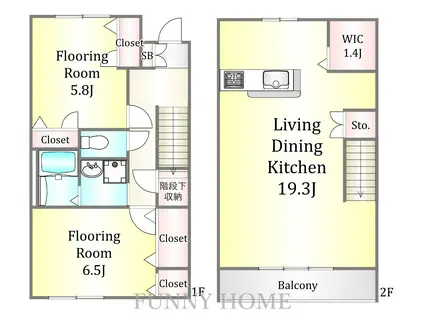 上野毛森の家(2LDK/2階)の間取り写真