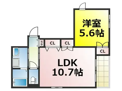HEBEL MAISON KUJO(1LDK/3階)の間取り写真