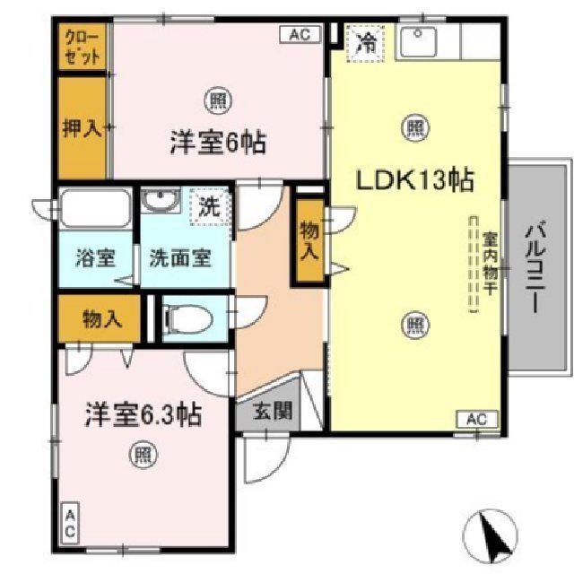 あきらアパート(2LDK/1階)の間取り写真