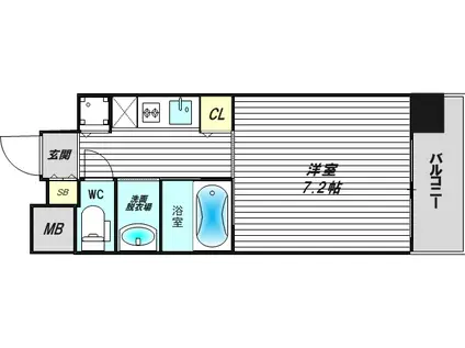 レジデンス南森町(1K/7階)の間取り写真