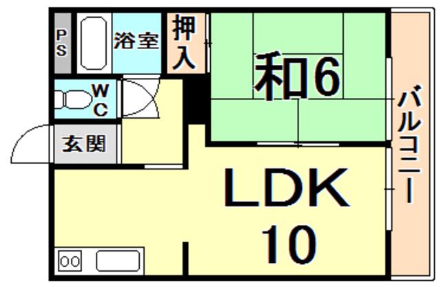 ロイヤルメゾン甲子園口III(1LDK/2階)の間取り写真