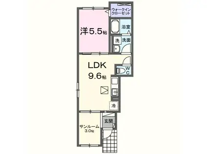 エタン・ロッシII(1LDK/1階)の間取り写真
